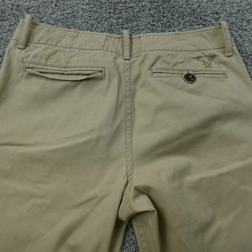 American Eagle Pants Mens 32X32 Beige Tan Brown Khaki Chino Trouser Flat Front
